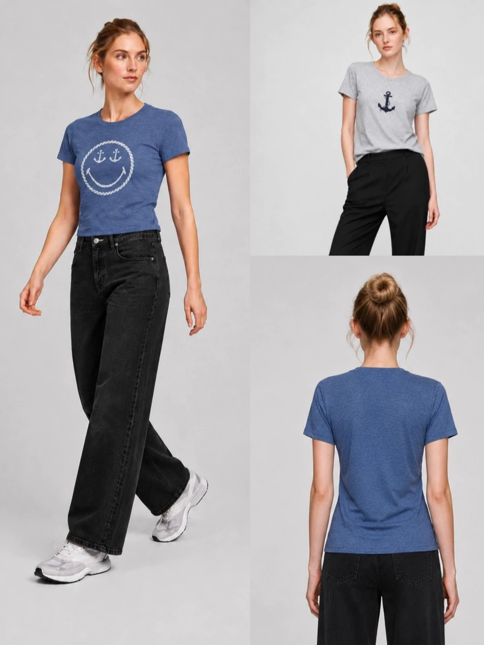 Kaos Lengan Pendek Wanita AE Women's Cotton Blend Slim Fit Casual T-Shirt - 3072