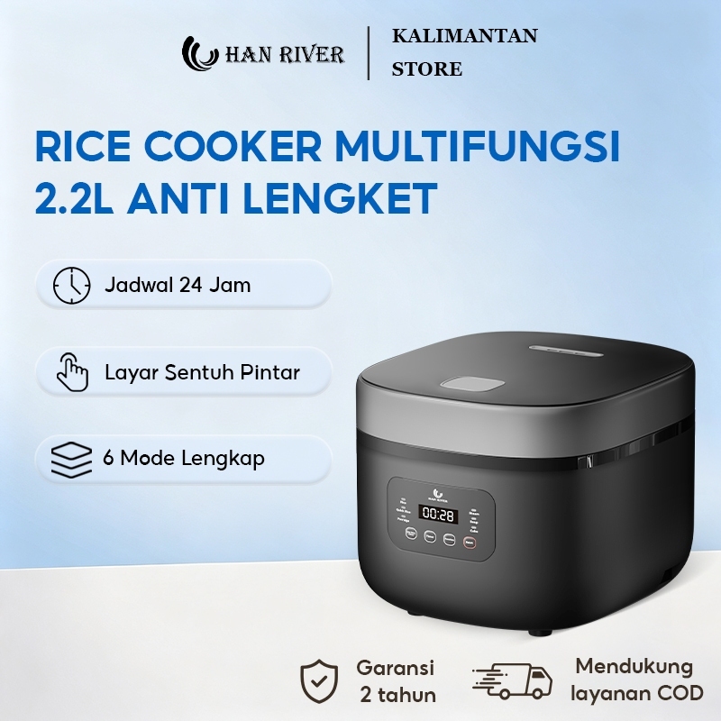 [Pengiriman dari Banjarmasin]HAN RIVER Rice Cooker 2.2L Pemesanan 24Jam/6Mode Magic Com Anti Lengket