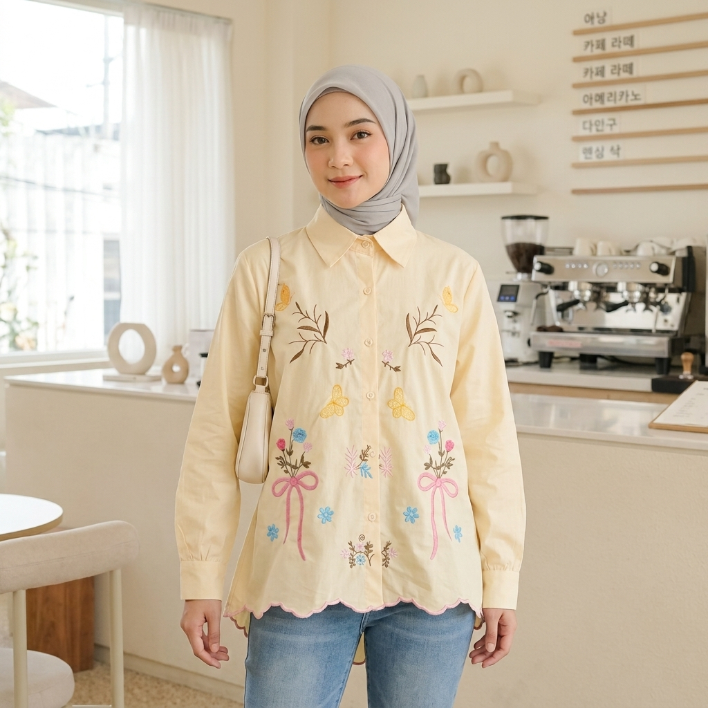 VALKA Kemeja Bordir - Kemeja Wanita Bordir NajwaFashionMuslim foto 4