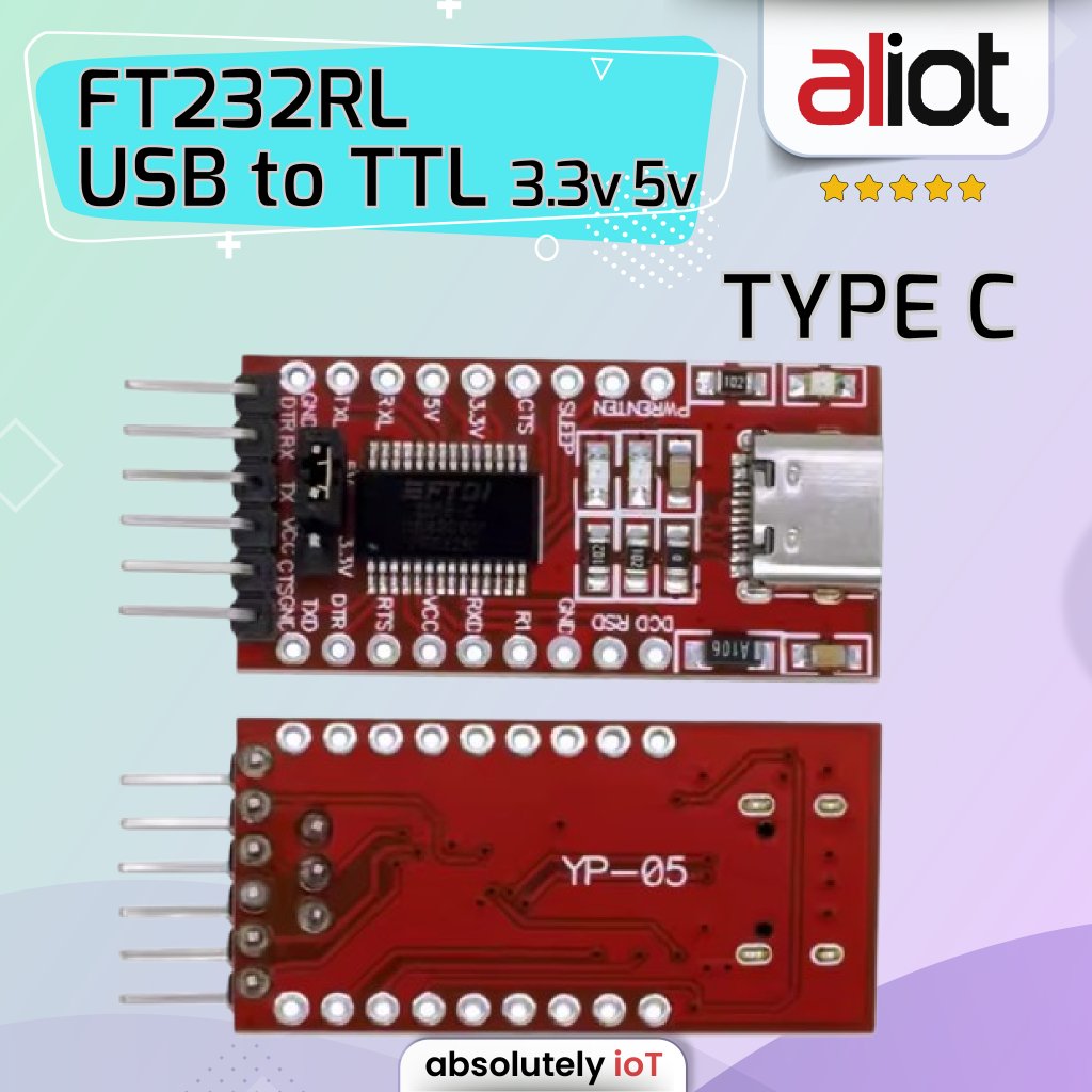 Jual USB type C Modul to Serial TTL FT232RL CP / FTDI Converter 3.3V 5V ...