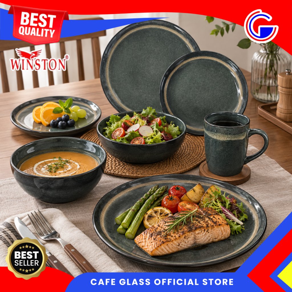 Dinner Set Keramik - Piring Cafe Resto Aesthetic Ceramic Tableware - Piring Makan Winston