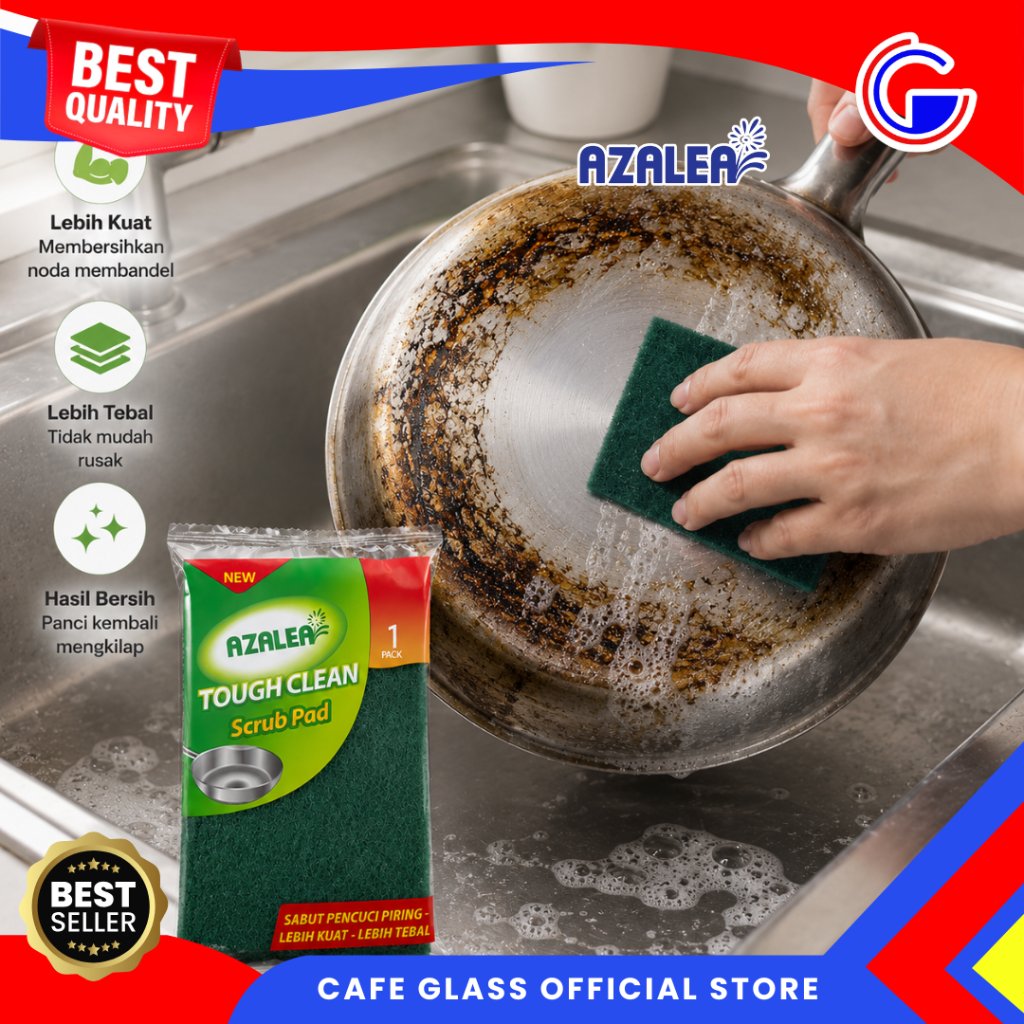 Sabut Pencuci Piring Tough Clean - Scrub Pad Tebal Untuk Noda Membandel - Sabut AZSP60567 Azalea