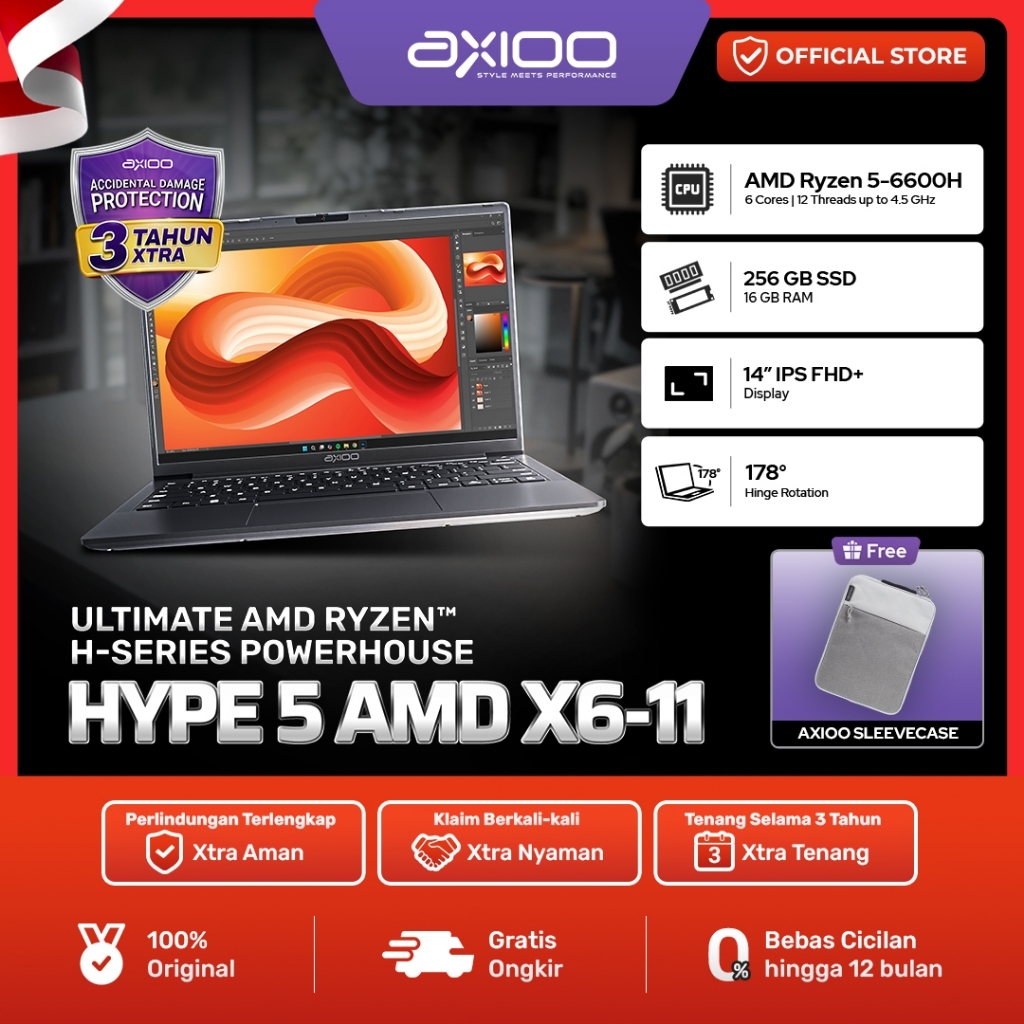 Jual AXIOO HYPE 5 AMD X6-11 | Ryzen 5 6600H RAM 16GB SSD 512GB