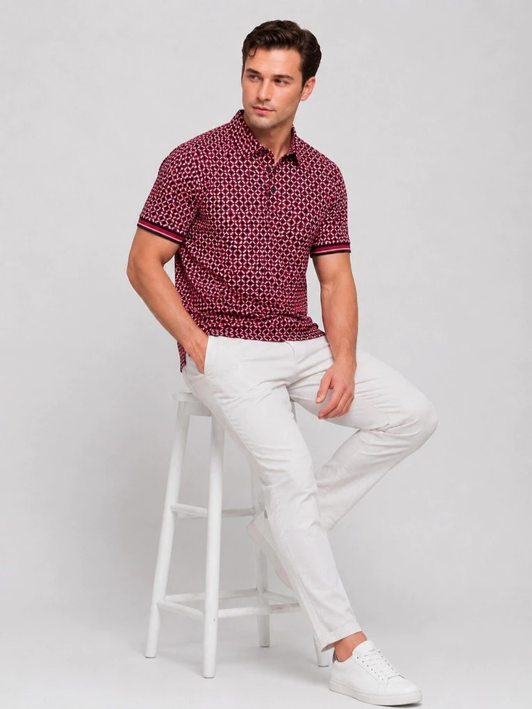Kaos Kerah Pria MRN Geometric Print Polo Shirt - 3209