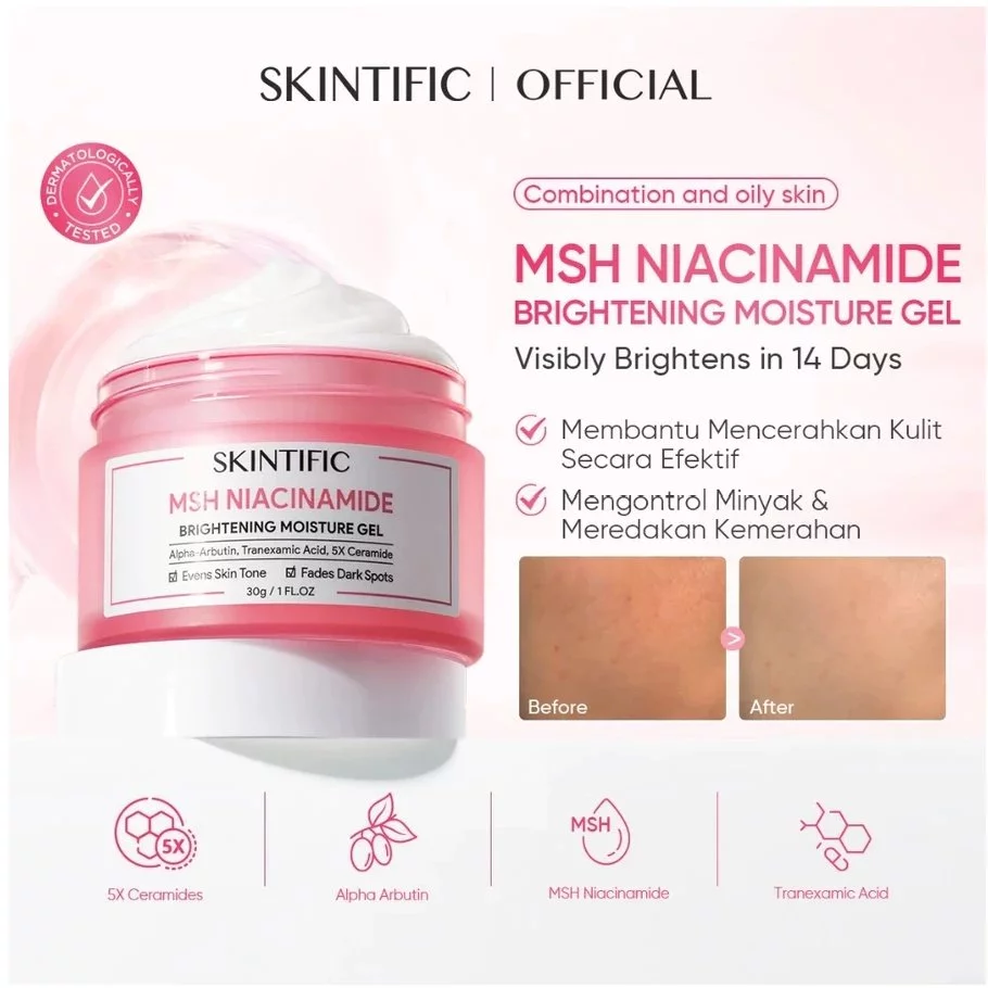 SKINTIFIC MSH Niacinamide Brightening Moisture Gel 30g Moisturizer Pencerah Wajah Flek Hitam Skin Barrier