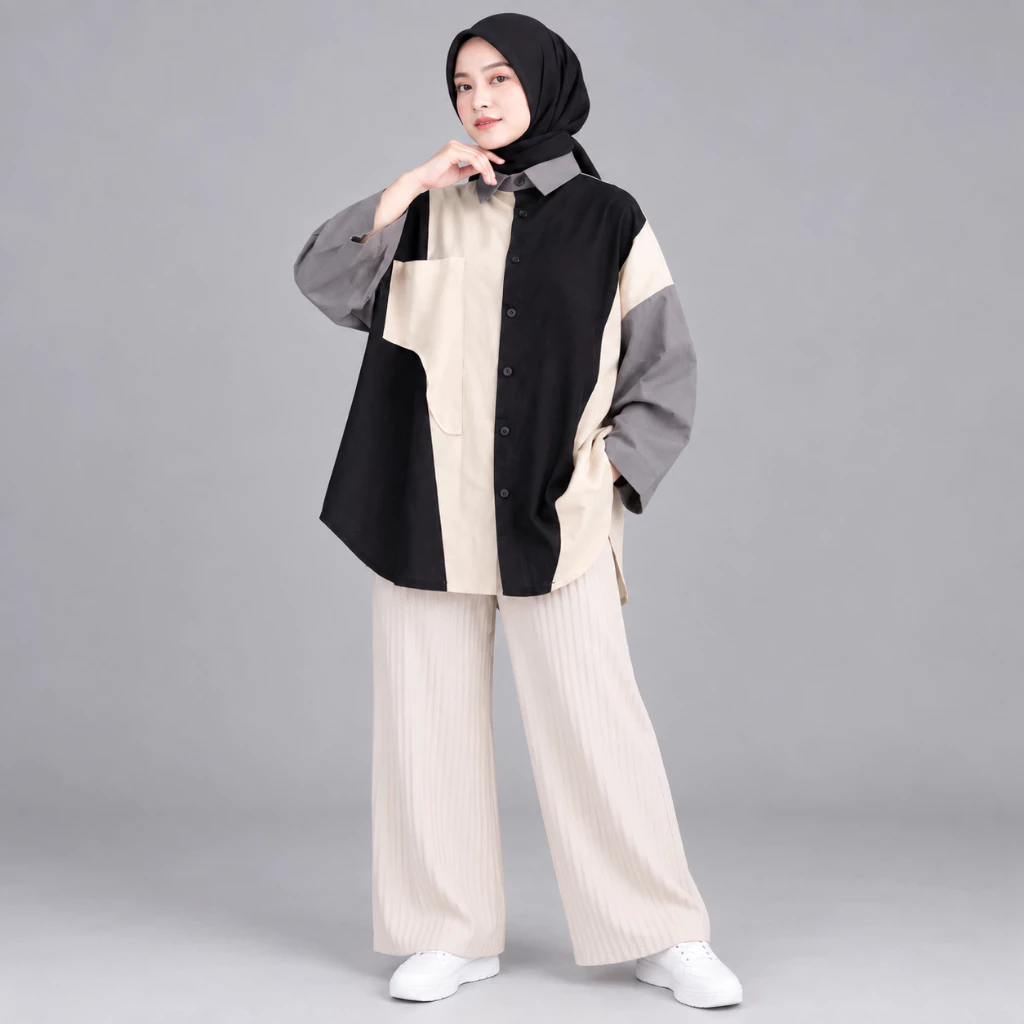 FLOTTILICIOUS  - MAIZA SHIRT Kemeja Oversize Wanita bahan linen LD 132cm | Atasan Wanita Casual Kekinian Loose Fit Busui Friendly Kancing Depan Banyak Warna