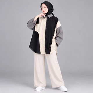 FLOTTILICIOUS  - MAIZA SHIRT Kemeja Oversize Wanita bahan linen LD 132cm | Atasan Wanita Casual Kekinian Loose Fit Busui Friendly Kancing Depan Banyak Warna