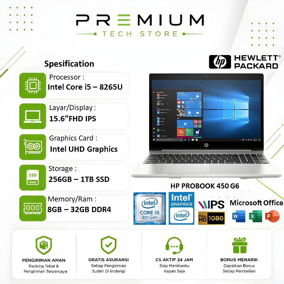 Laptop HP Probook 450 G6 Intel Core i5 8265U Gen 8 RAM 32GB 1TB SSD FHD IPS Windows 11 Pro