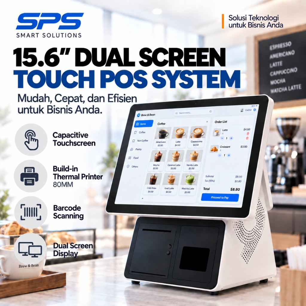 Jual Mesin Kasir Dual Display Android 11 Touchscreen 15.6 Inch POS ...