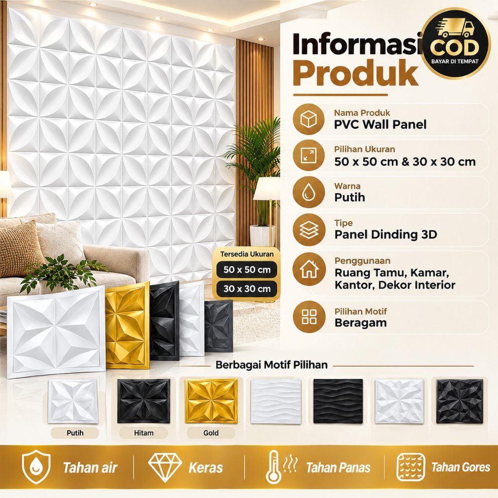 Jual 10PCS Panel Dinding PVC 3D | Wallpaper Dinding 30cm 50cm ...