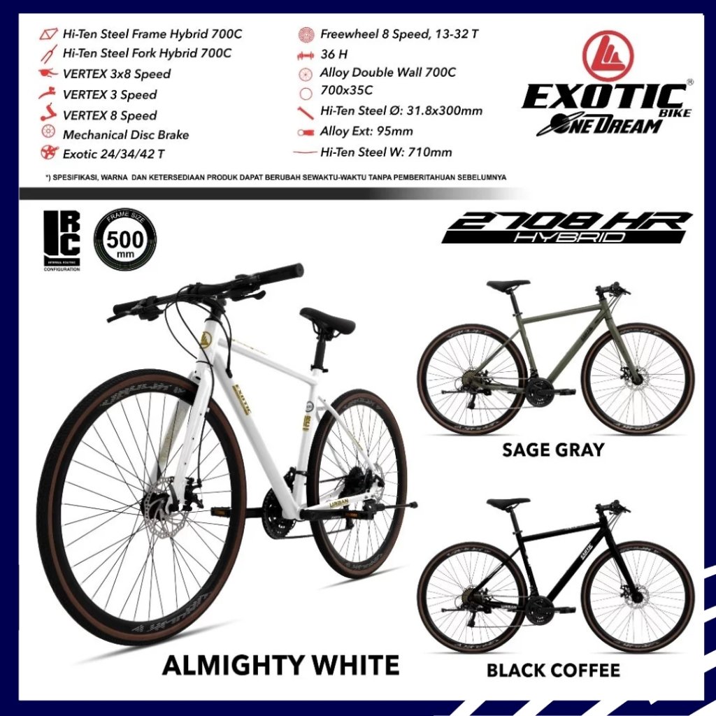 Jual Sepeda Hybrid Exotic ET 2708 HR By Pacific 700C Roadbike Steel 24 ...