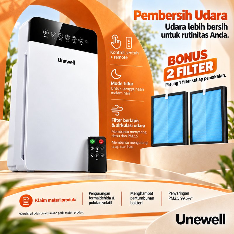 UNEWELL AP-02 2025 Air Purifier PROMO Pembersih Udara Dengan Filter HEPA