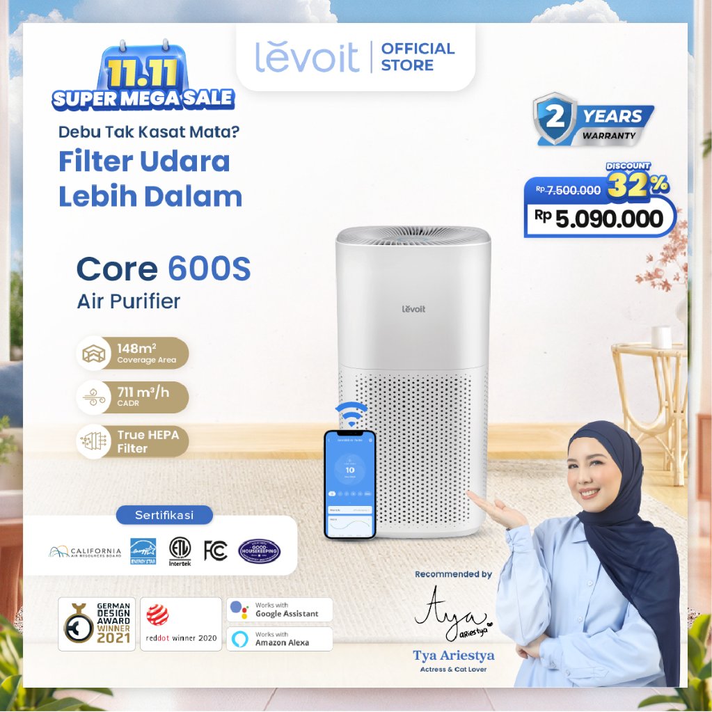Levoit VeSync Core 600S Smart WiFi True HEPA Air Purifier Original