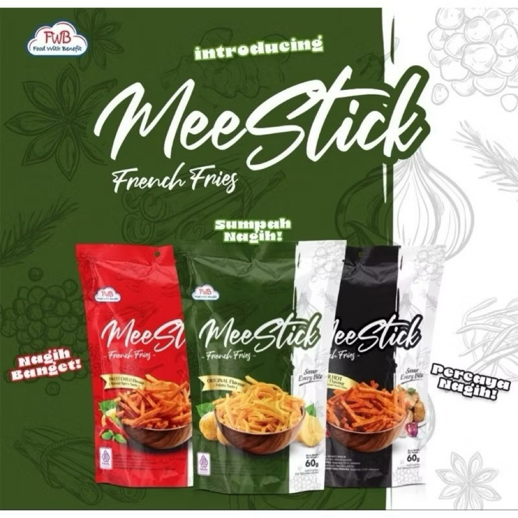 Jual MEE STICK French fries snack original / super hot / sweet chili 60 ...