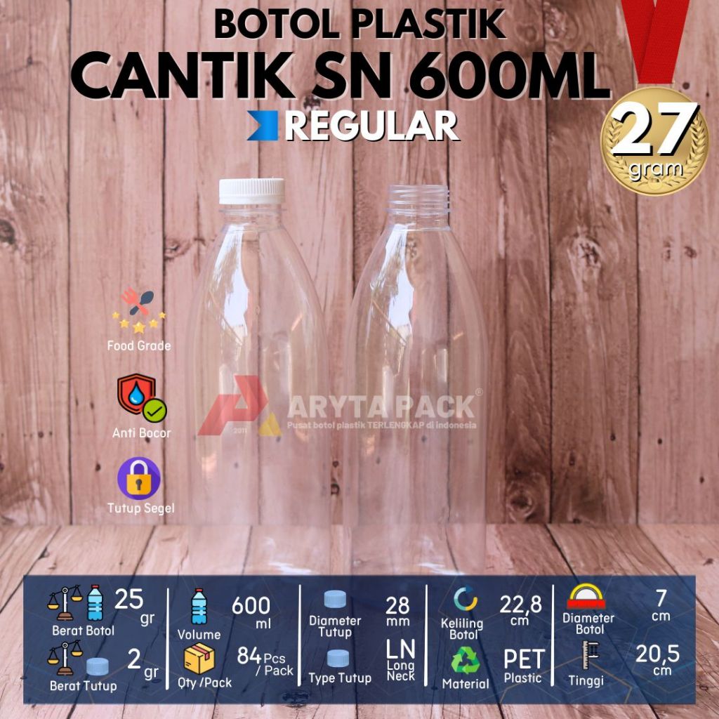 Jual Botol plastik PET 600ml cantik minuman jus susu kopi tutup SN ...
