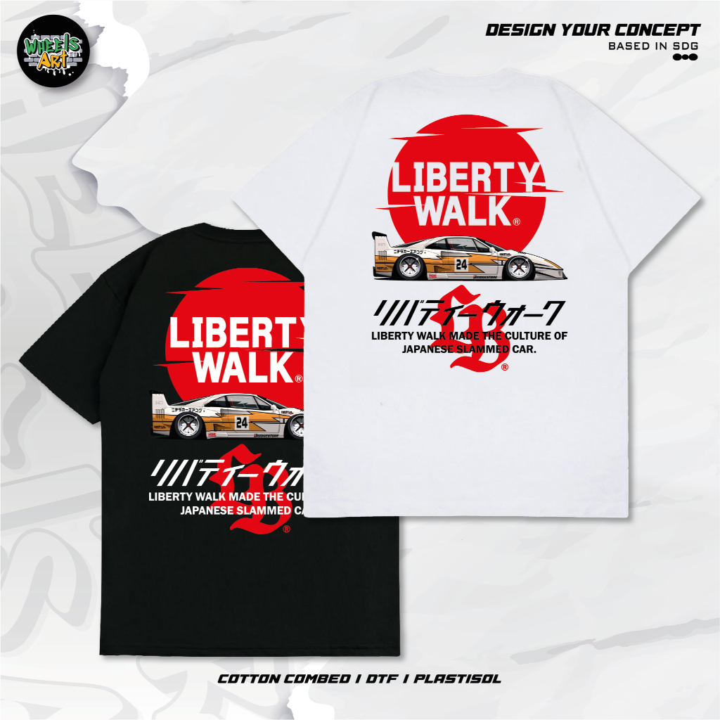 Jual WHEELSART T-SHIRT LIBERTY WALK LBWK JDM SLAMMED STYLE FERRARI F40 ...