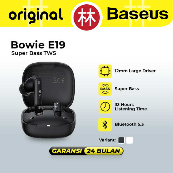 Jual Baseus Bowie E19 TWS True Wireless Earbuds Earphone ENC IPX5 BT 5. ...