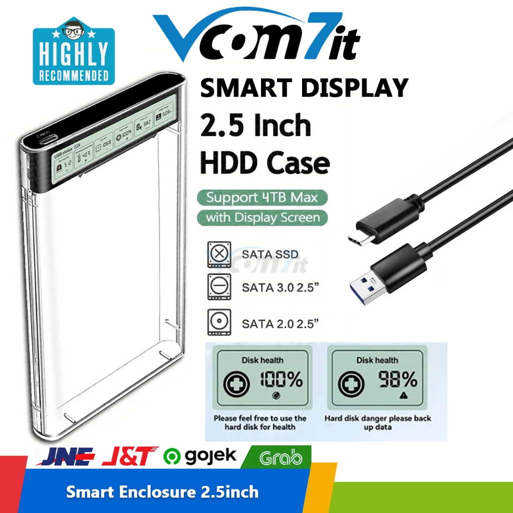Jual External HDD Enclosure Smart Display 2.5'' HDD SSD Case USB3.2 ...
