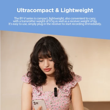 【For Lightning】BOYA BY V2 Sistem Mikrofon Clip On Nirkabel Ultracompact 2.4GHz Wireless