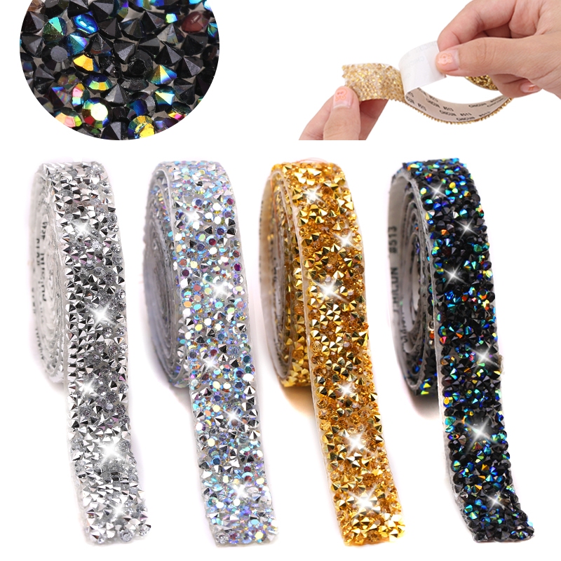 Jual Qiao Rhinestones Adhesive Trim Trim Glitter Crystal Tape Strass ...