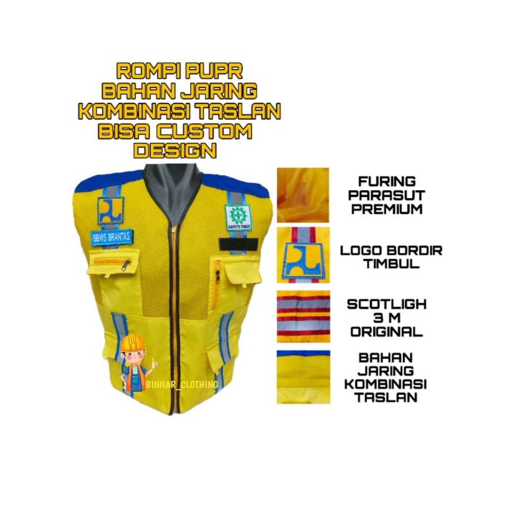 Jual Rompi PUPR Safety Kerja Lapangan Bisa Custom Design | Shopee Indonesia