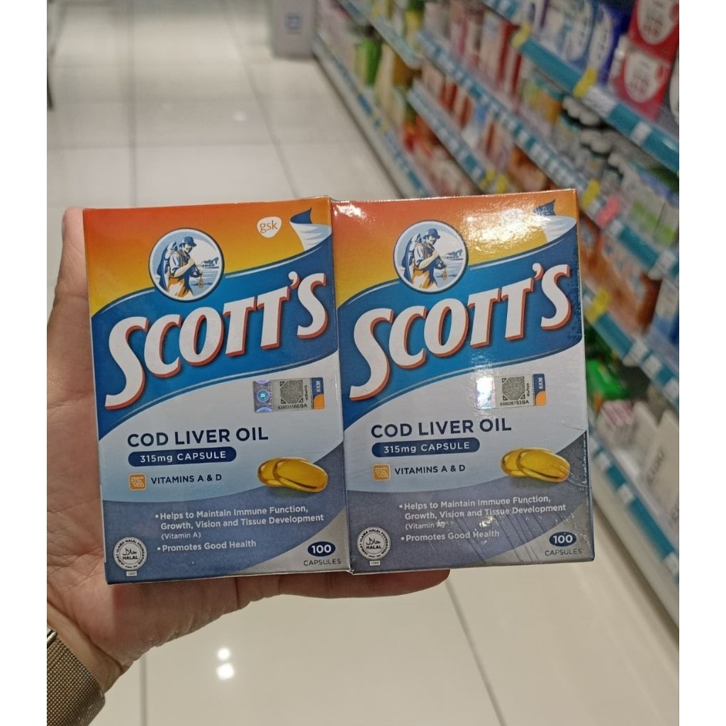 Jual SCOTT'S COD LIVER OIL ORIGINAL MALAYSIA 100% 60cap | Shopee Indonesia