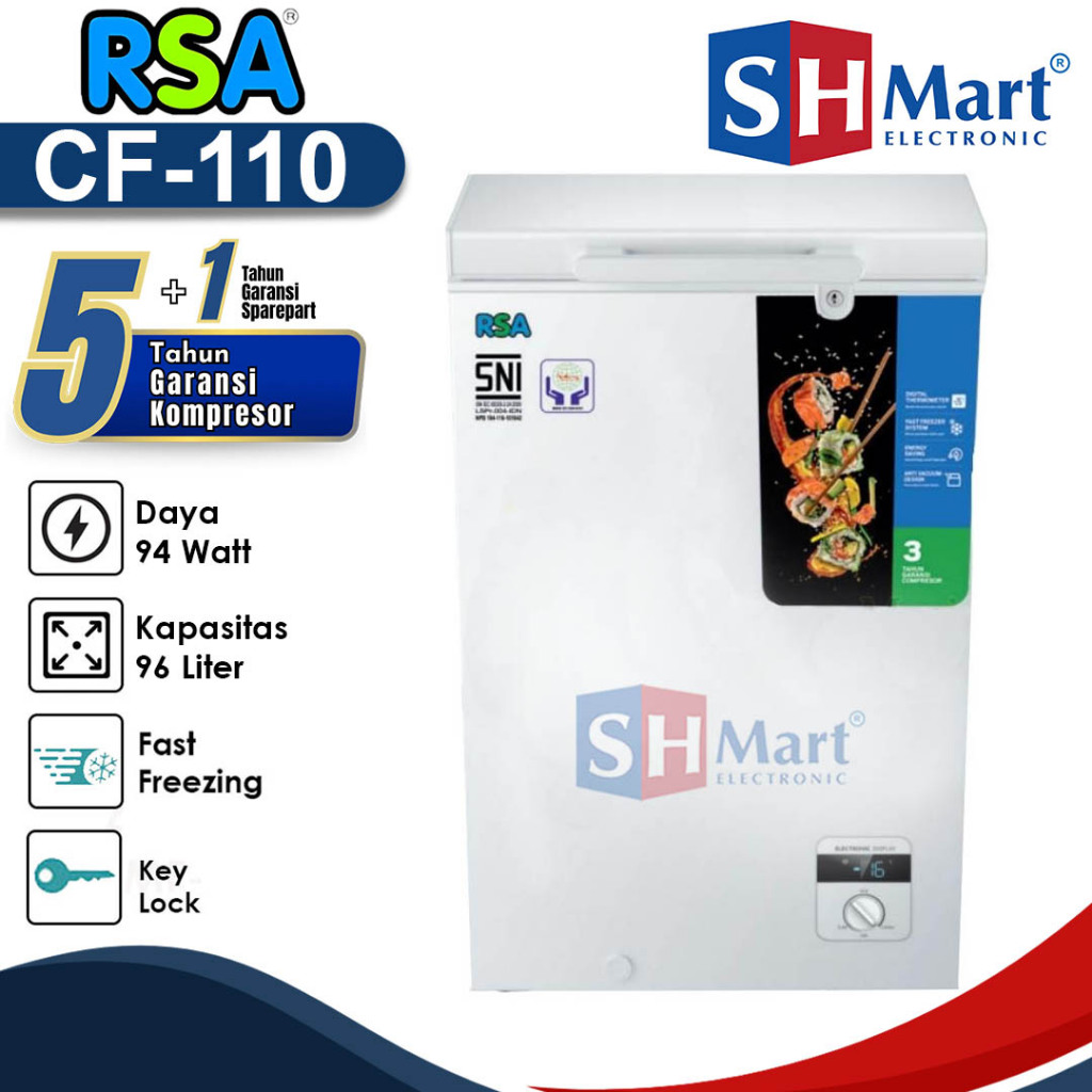 Jual CHEST FREEZER RSA CF110 CF-110 FREEZER BOX KAPASITAS 96 LITER ...
