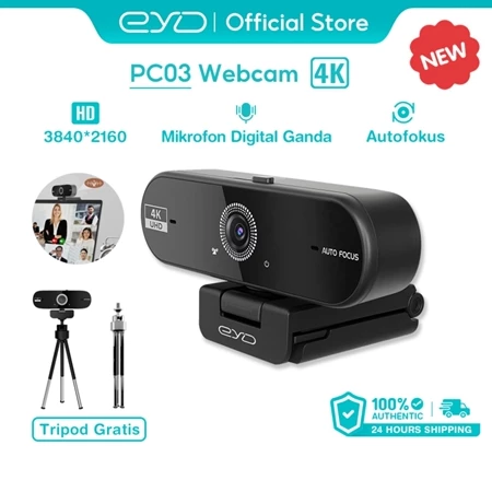 EYD UHD 4k PC Webcam Laptop USB Camera with 360° Degree Rotation and Microphone Autofocus Live Webcam Conference Camera