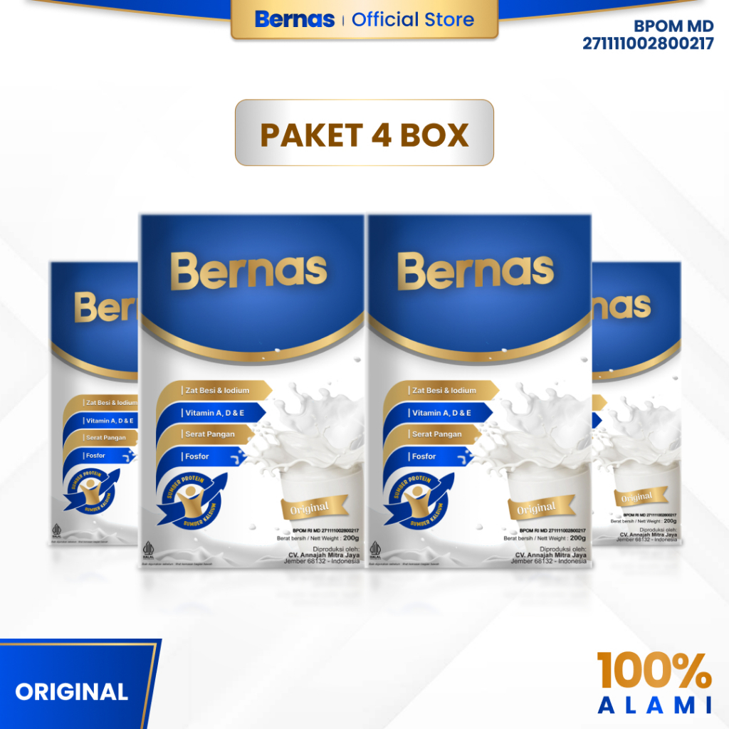 Jual BERNAS - Paket 4 Box Original/Cokelat - Sumber Protein & Kalsium ...