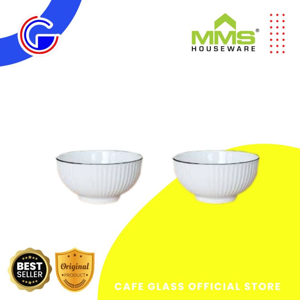 Mangkok Nasi 6 Keramik Royal Alfred / Bl-060-1Hf/Sm006 Mangkok 6 Bulat Shana Motif Garis Emboss