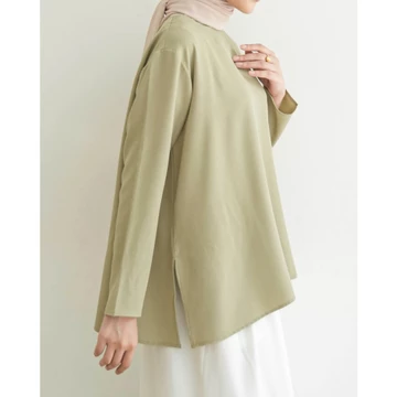 MISTYVORI Tiva Blouse Wanita Lengan Panjang Polos Anti Kusut Baju Atasan Kerja Hijab Casual