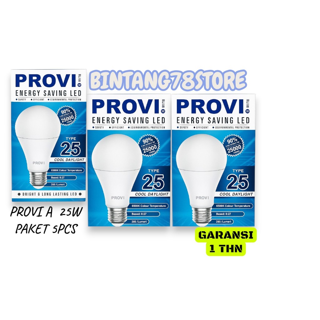 Jual Lampu Provi Led Bulb A Provi Tipe 25 Cool Daylight paket 5pcs ...