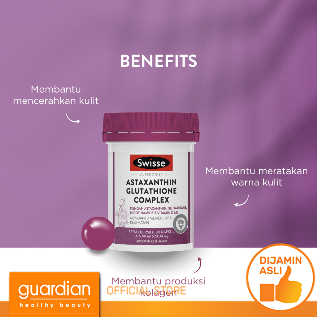 swisse astaxanthin glutathione complex Jual Swisse Ultiboost Astaxanthin Glutathione Complex - Multivitamin untuk  Membantu Mencerahkan dan Meratakan Warna Kulit 30S