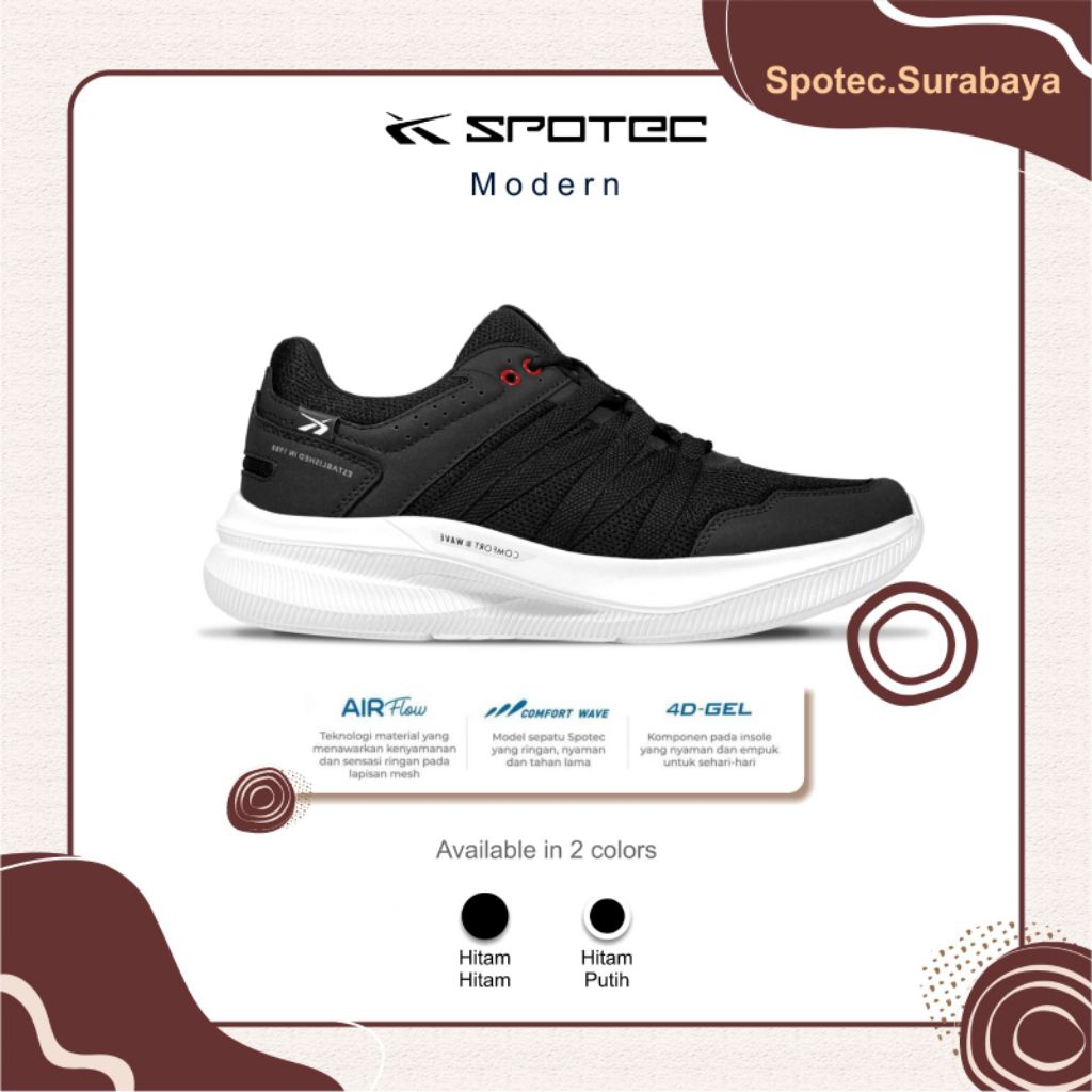 Jual Sepatu Sekolah SPOTEC MODERN Hitam-Putih | Shopee Indonesia
