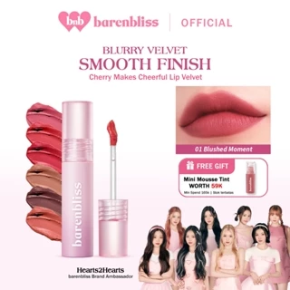 [MUST HAVE] BNB barenbliss Cherry Makes Cheerful Lip Velvet Korea Lipcream (24H Moisturizing)  Lipcream Hasil Akhir Velvet Untuk Melembabkan Bibir Terhidrasi hingga tahan 24 Jam