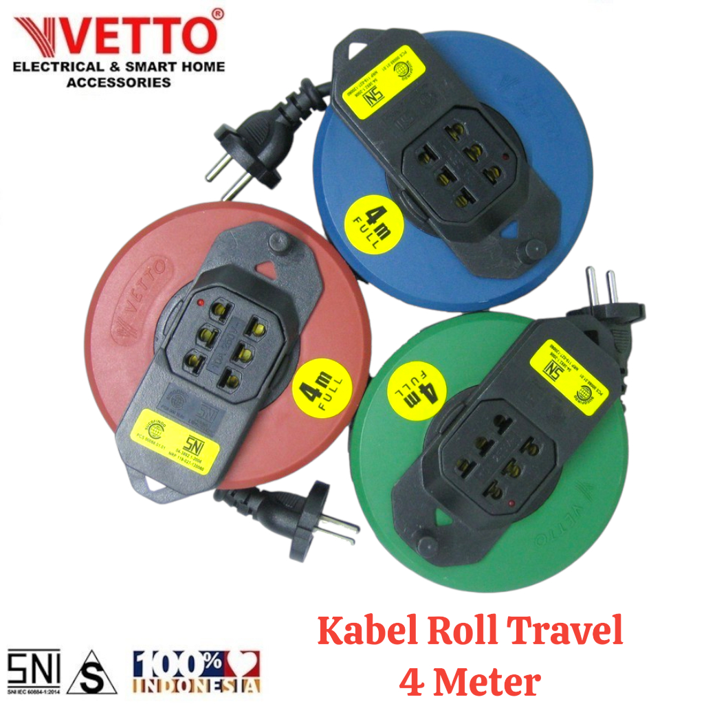 Jual Kabel Roll Mini Travel 4 Meter VETTO V-268 | Kabel Box Roll 4 Mtr ...