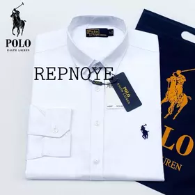 Repnoye Kemeja Pria Lengan Panjang Catton Twill Sueding Kemeja POLO'S Putih Pria Long Sleeve
