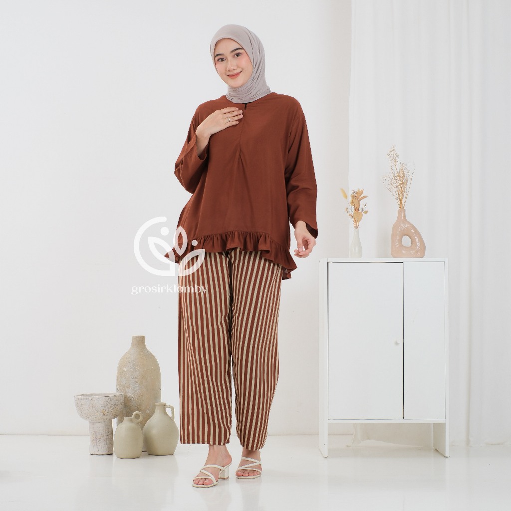 Jual One Set Sisilia Rayon Premium Rempel Busui Setelan Atasan Bawahan ...