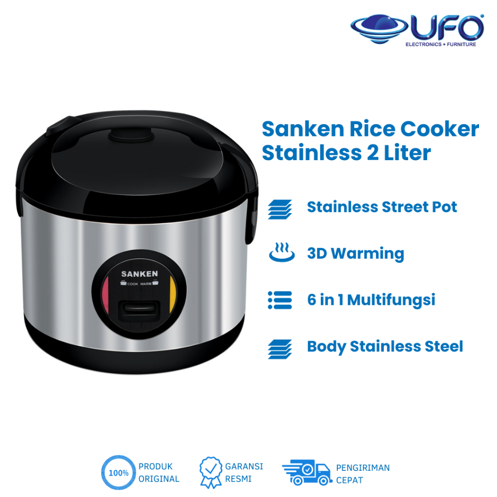 Jual Sanken Rice Cooker Stainless SUS 304 2L SJ3030BK | Shopee Indonesia