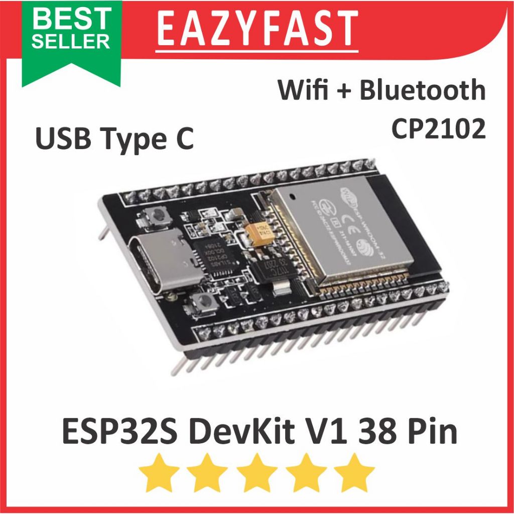 Jual ESP32S 38P CP2102 DevKit V1 USB Type C ESP 32 38 P Pin Kaki Wifi ...