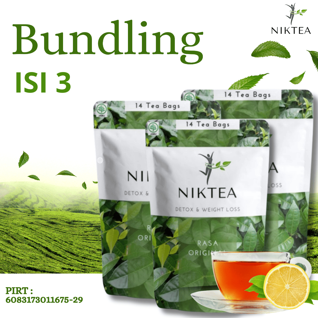 Jual NIKTEA Teh Hijau Slimming Tea Bundle 3 Pouch | Shopee Indonesia