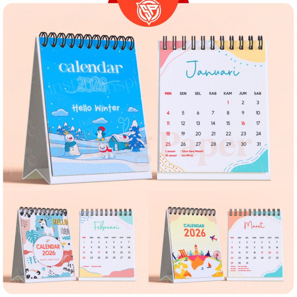 Jual Kalender meja 2026 / Calender mni 2026 / Kalender meja kantor ...