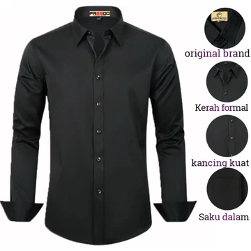 Kemeja Polos Biru Denim Kemeja Formal Kemeja Dark Blue Polos Pria Lengan Panjang Baju Kerja Pria