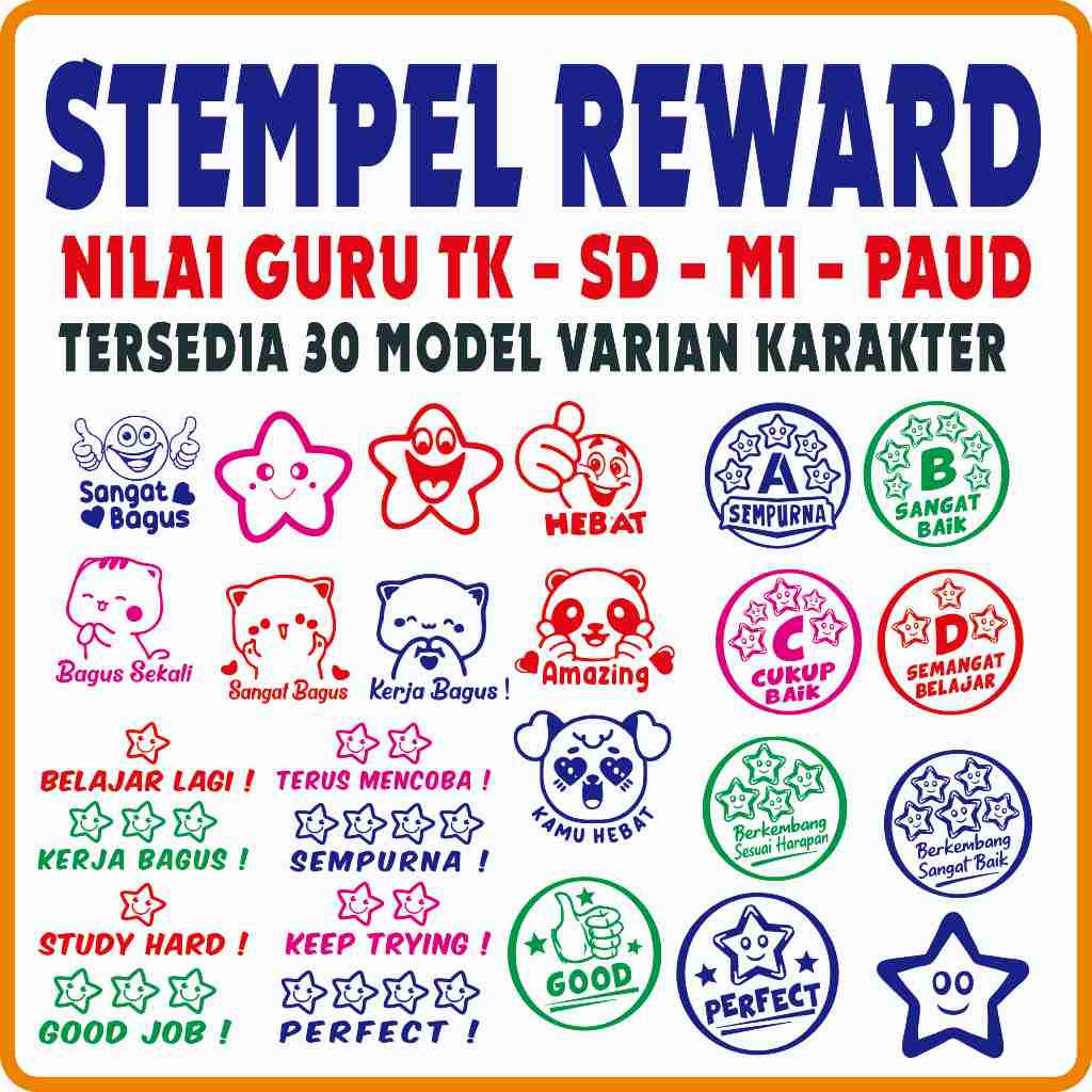 Jual Stempel Nilai Reward / SD / TK / PAUD / Home Schooling Stempel ...