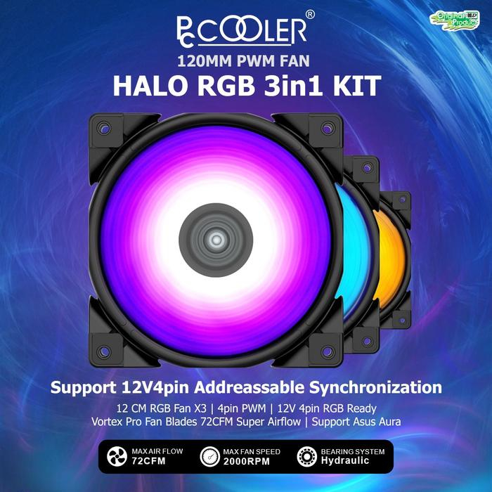 Jual FAN PCCOOLER HALO RGB 3in1 120mm ARGB 3 in 1 Kipas 12cm PC Casing ...