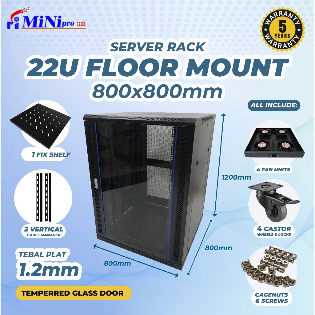Jual Minipro Rack Server 22U 800x800mm Floor Mount Rack | Shopee Indonesia