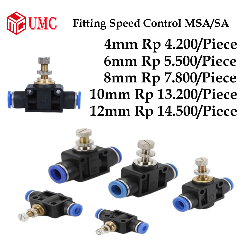 Jual Fitting Pneumatic Flow Speed Control SA Slip Lock MSA 4mm 6mm 8mm ...