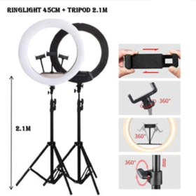 Ring Light LED 26cm 33cm 45cm 3 Warna RGB Beauty Ringlight Live Vlog Konten Selfie Plus Tripod