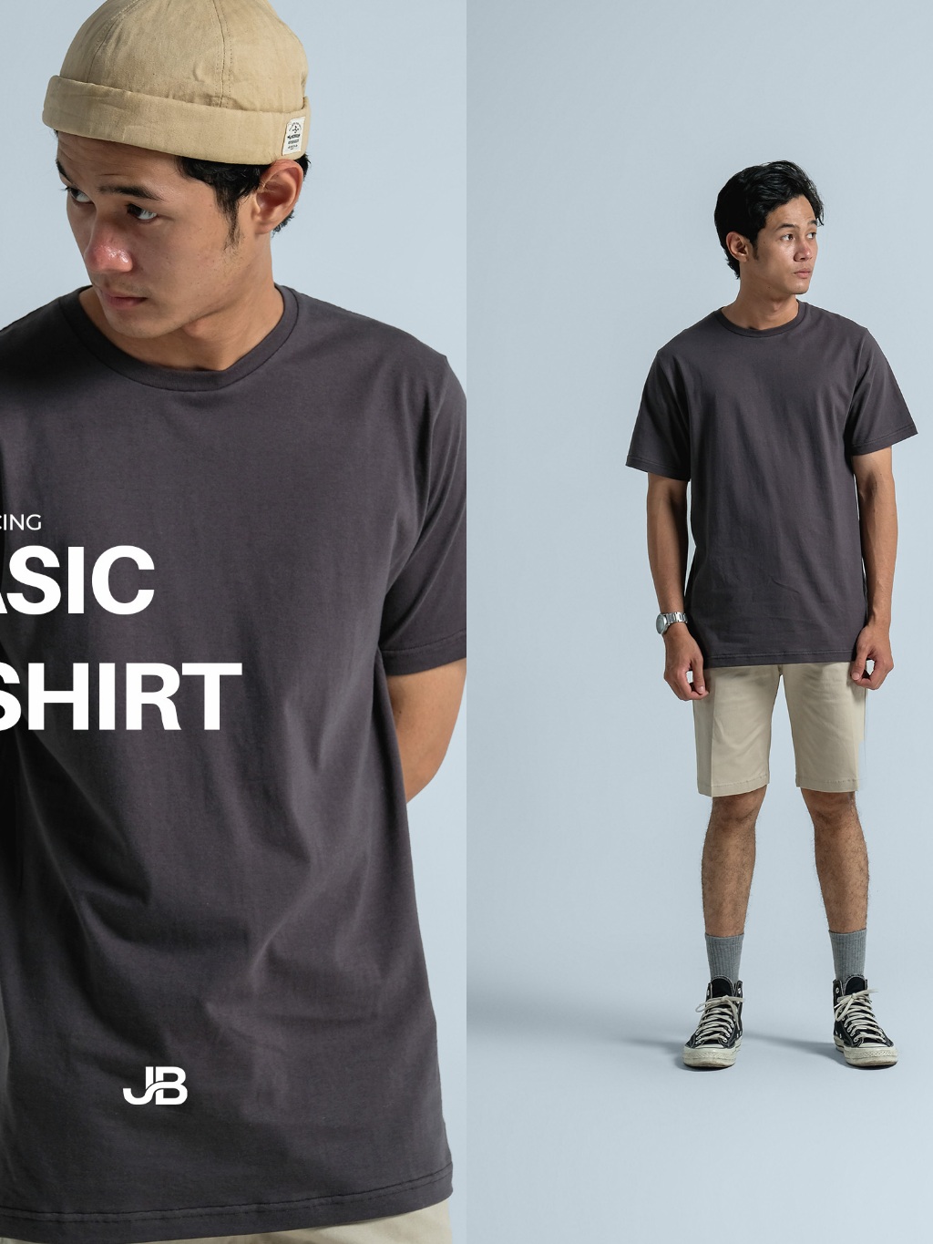 Jual JB - Basic Tee Dark Grey - Kaos Polos Pria | Shopee Indonesia