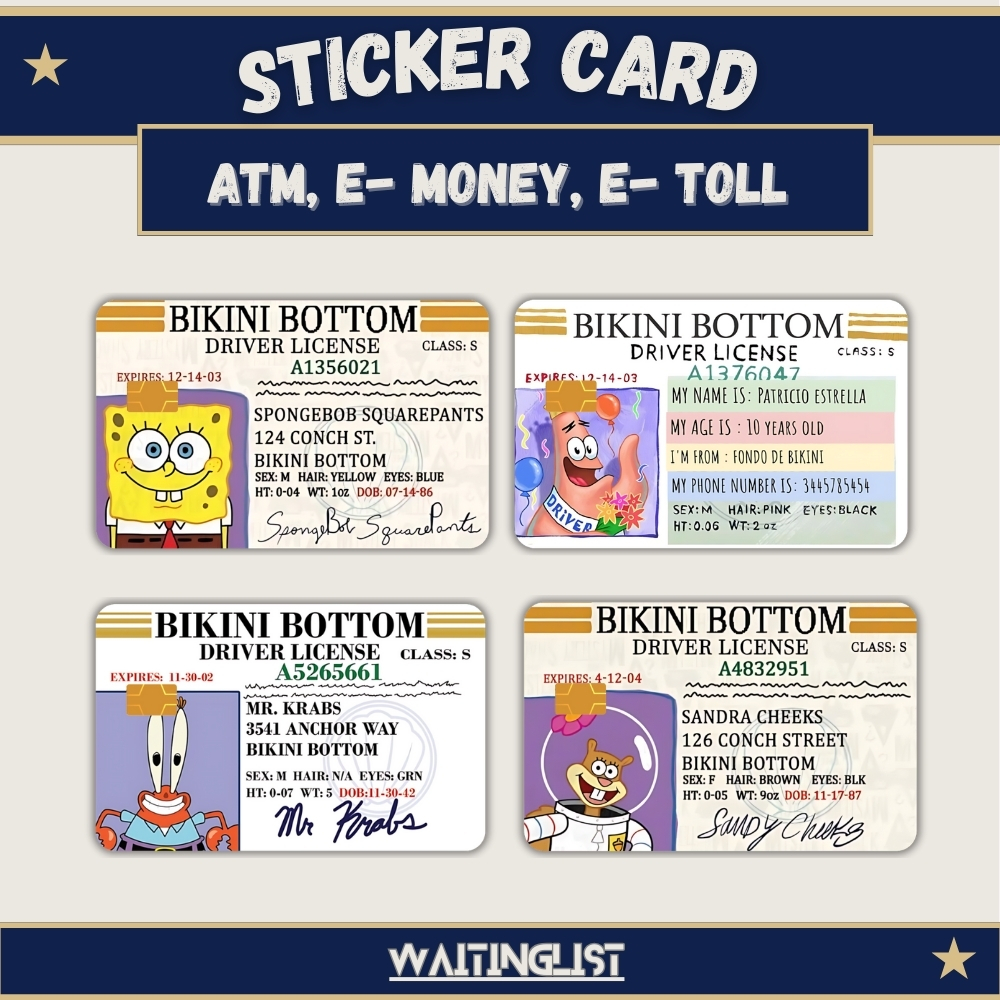 Jual Sticker Stiker Card ATM, Credit, Debit, E-M0ney E-toll Kartun ...